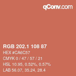 カラーコード: RGB 202.1 108 87 | qconv.com