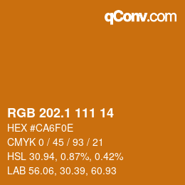 カラーコード: RGB 202.1 111 14 | qconv.com