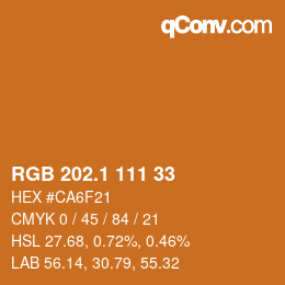 カラーコード: RGB 202.1 111 33 | qconv.com