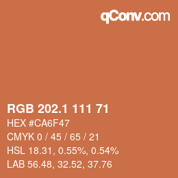 カラーコード: RGB 202.1 111 71 | qconv.com