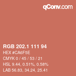 カラーコード: RGB 202.1 111 94 | qconv.com