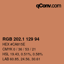 カラーコード: RGB 202.1 129 94 | qconv.com
