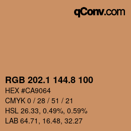 Color code: RGB 202.1 144.8 100 | qconv.com