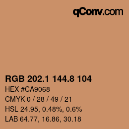 カラーコード: RGB 202.1 144.8 104 | qconv.com