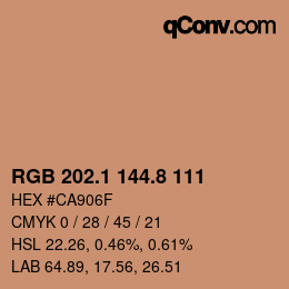 カラーコード: RGB 202.1 144.8 111 | qconv.com