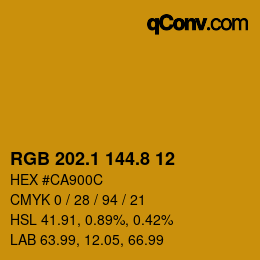 カラーコード: RGB 202.1 144.8 12 | qconv.com