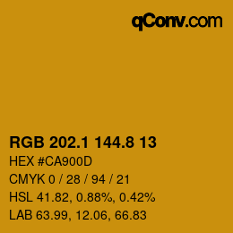 カラーコード: RGB 202.1 144.8 13 | qconv.com