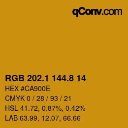 カラーコード: RGB 202.1 144.8 14 | qconv.com
