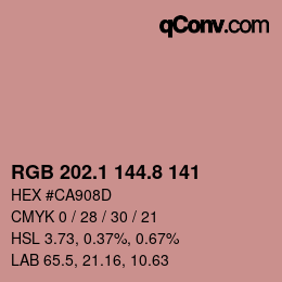Color code: RGB 202.1 144.8 141 | qconv.com