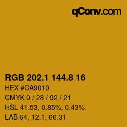カラーコード: RGB 202.1 144.8 16 | qconv.com