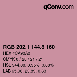 カラーコード: RGB 202.1 144.8 160 | qconv.com