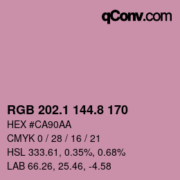 カラーコード: RGB 202.1 144.8 170 | qconv.com