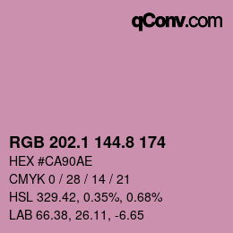 カラーコード: RGB 202.1 144.8 174 | qconv.com