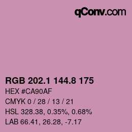カラーコード: RGB 202.1 144.8 175 | qconv.com
