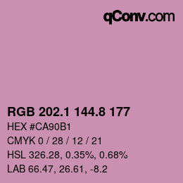 カラーコード: RGB 202.1 144.8 177 | qconv.com