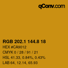 カラーコード: RGB 202.1 144.8 18 | qconv.com