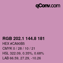 カラーコード: RGB 202.1 144.8 181 | qconv.com