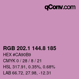 カラーコード: RGB 202.1 144.8 185 | qconv.com