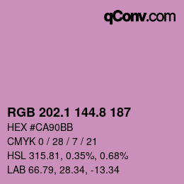 カラーコード: RGB 202.1 144.8 187 | qconv.com