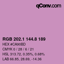 カラーコード: RGB 202.1 144.8 189 | qconv.com