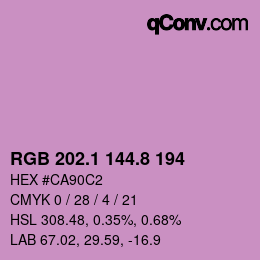 カラーコード: RGB 202.1 144.8 194 | qconv.com