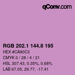 カラーコード: RGB 202.1 144.8 195 | qconv.com