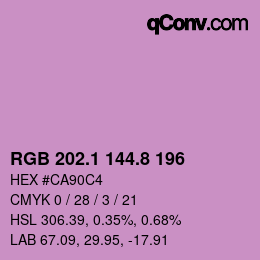 カラーコード: RGB 202.1 144.8 196 | qconv.com