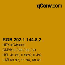 カラーコード: RGB 202.1 144.8 2 | qconv.com