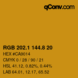 カラーコード: RGB 202.1 144.8 20 | qconv.com