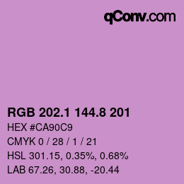 カラーコード: RGB 202.1 144.8 201 | qconv.com