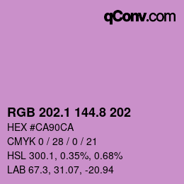 カラーコード: RGB 202.1 144.8 202 | qconv.com