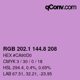 カラーコード: RGB 202.1 144.8 208 | qconv.com