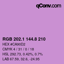 カラーコード: RGB 202.1 144.8 210 | qconv.com