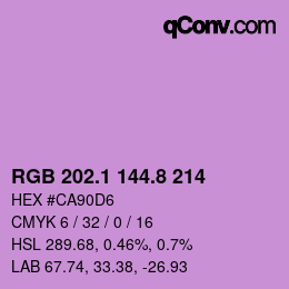 カラーコード: RGB 202.1 144.8 214 | qconv.com