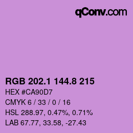 カラーコード: RGB 202.1 144.8 215 | qconv.com