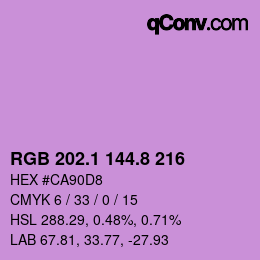 カラーコード: RGB 202.1 144.8 216 | qconv.com