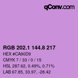カラーコード: RGB 202.1 144.8 217 | qconv.com