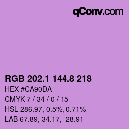 カラーコード: RGB 202.1 144.8 218 | qconv.com