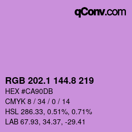 カラーコード: RGB 202.1 144.8 219 | qconv.com