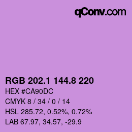 カラーコード: RGB 202.1 144.8 220 | qconv.com