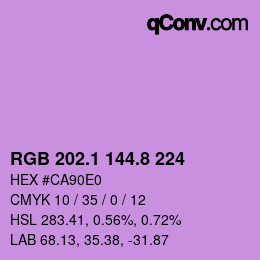 カラーコード: RGB 202.1 144.8 224 | qconv.com