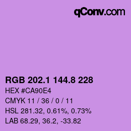 カラーコード: RGB 202.1 144.8 228 | qconv.com