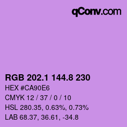 カラーコード: RGB 202.1 144.8 230 | qconv.com