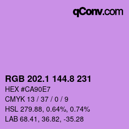 カラーコード: RGB 202.1 144.8 231 | qconv.com