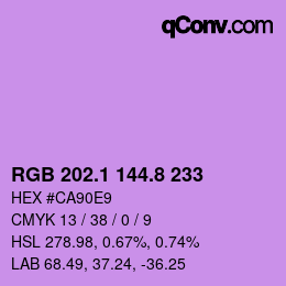 カラーコード: RGB 202.1 144.8 233 | qconv.com