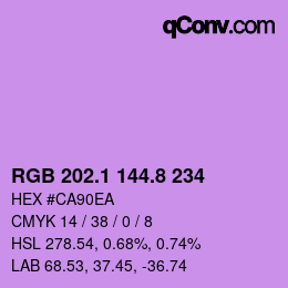 カラーコード: RGB 202.1 144.8 234 | qconv.com