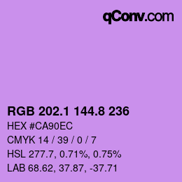 カラーコード: RGB 202.1 144.8 236 | qconv.com