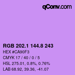 カラーコード: RGB 202.1 144.8 243 | qconv.com