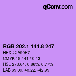 カラーコード: RGB 202.1 144.8 247 | qconv.com