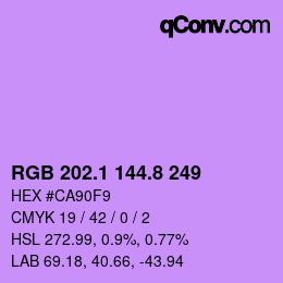 カラーコード: RGB 202.1 144.8 249 | qconv.com